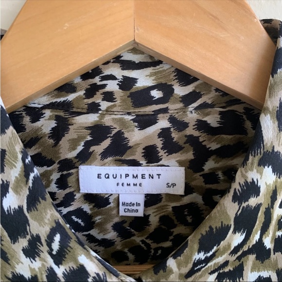 Equipment Femme Animal Print 100% Silk Maxi Shirt Dress Small Long Sleeve Collar - Picture 8 of 10